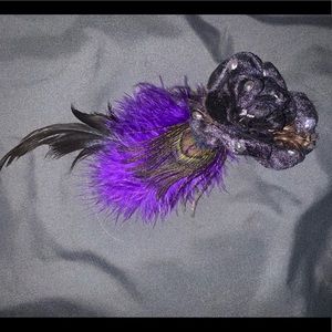 Flower & feather hair clip
